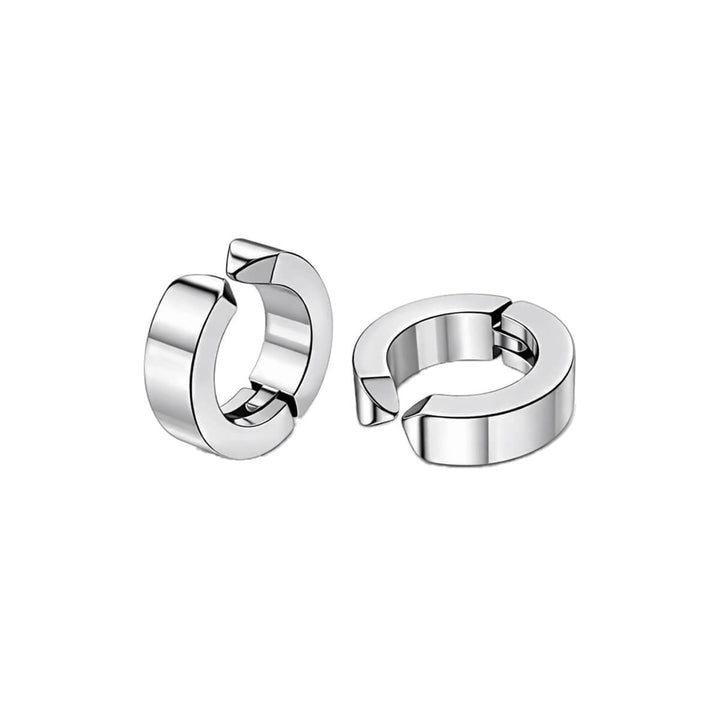 Men's clip-on earring, 4 mm, made of surgical steel, without a hole, steel-colored