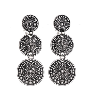 Three-piece hanging ethno clip earrings