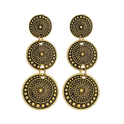Three-piece hanging ethno clip earrings