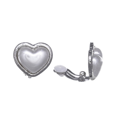 Pearl heart clip earrings