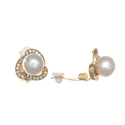 Sparkling golden pearl clip-on earrings