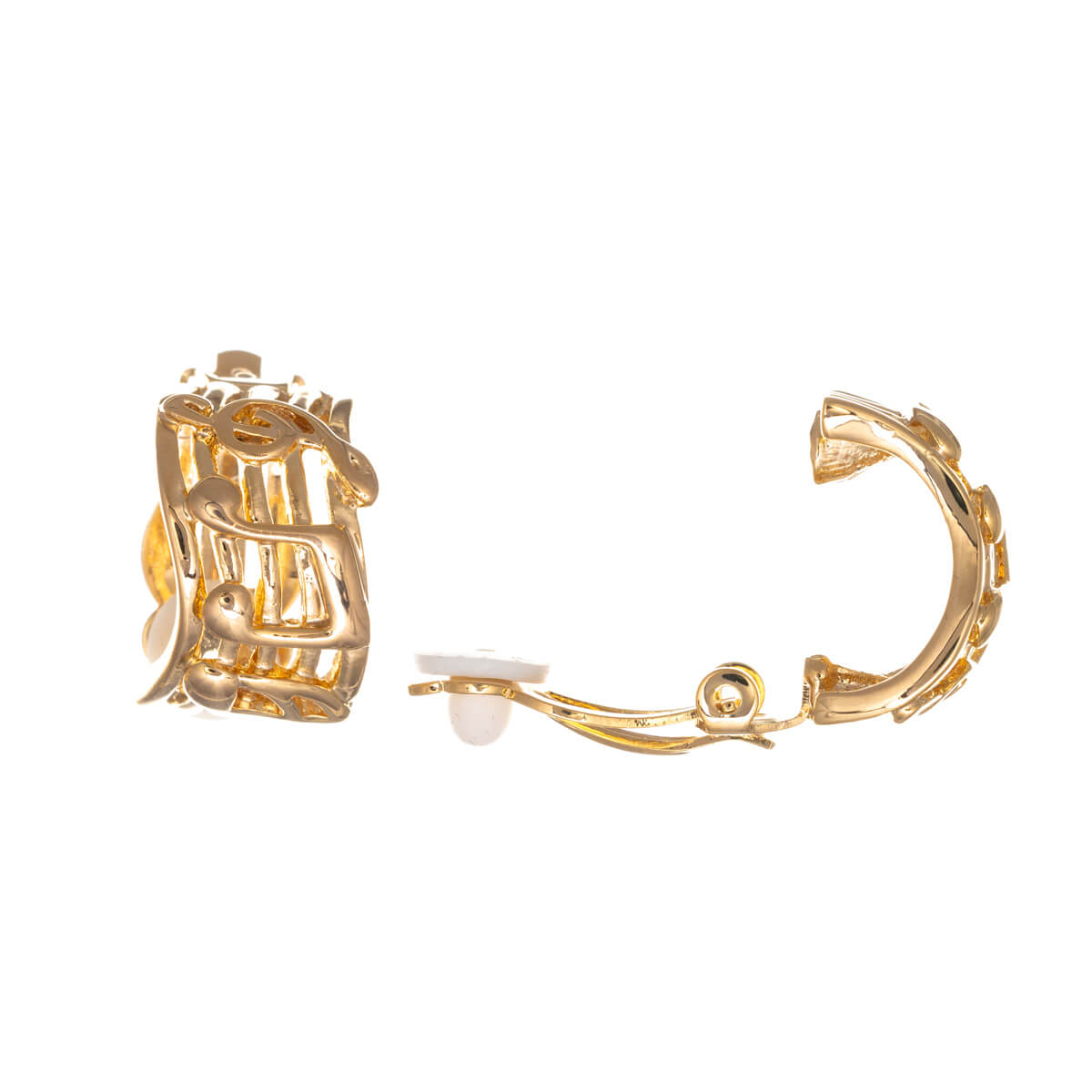Half ring clip earrings with music keys