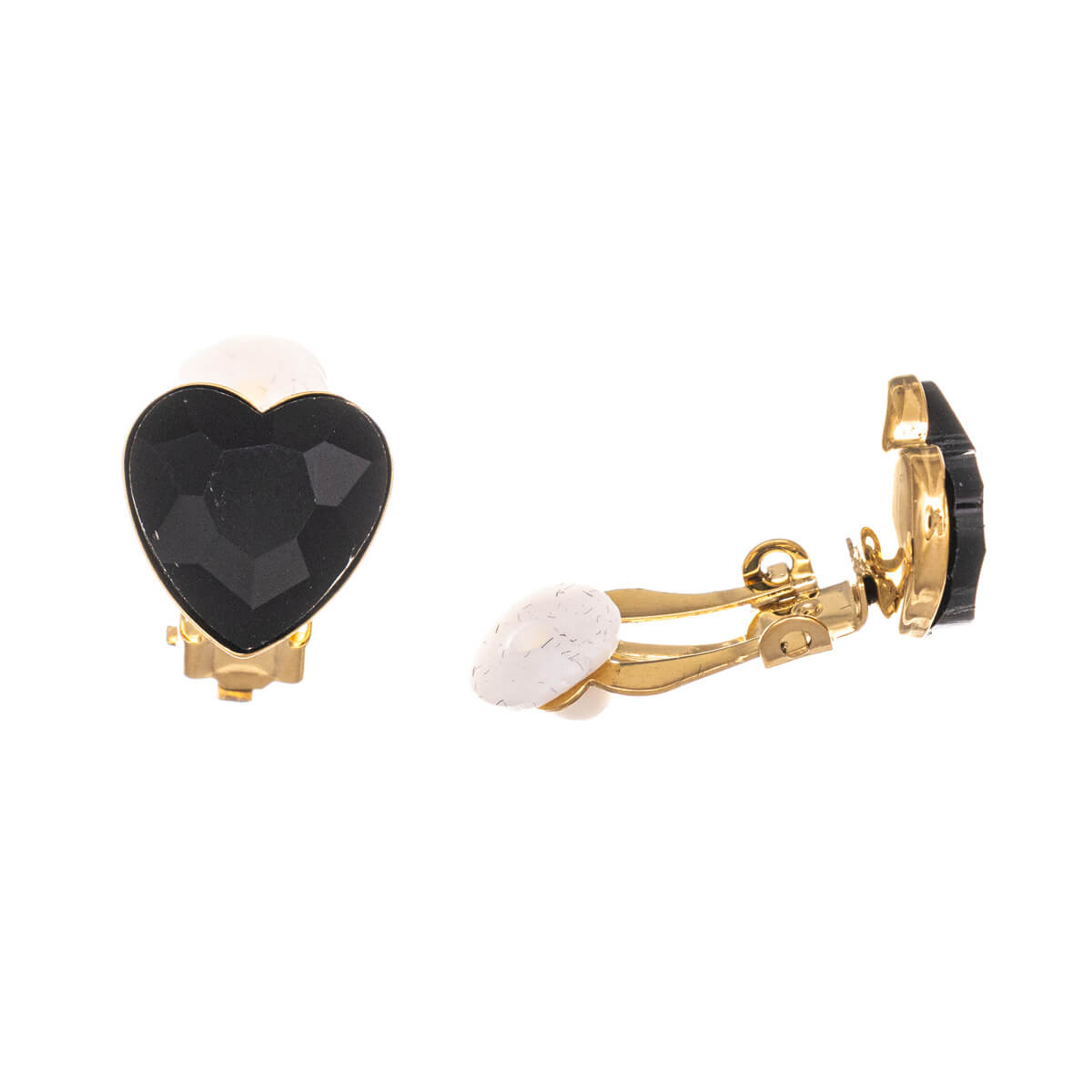 Rhinestone heart clip-on earrings (Steel 316L)