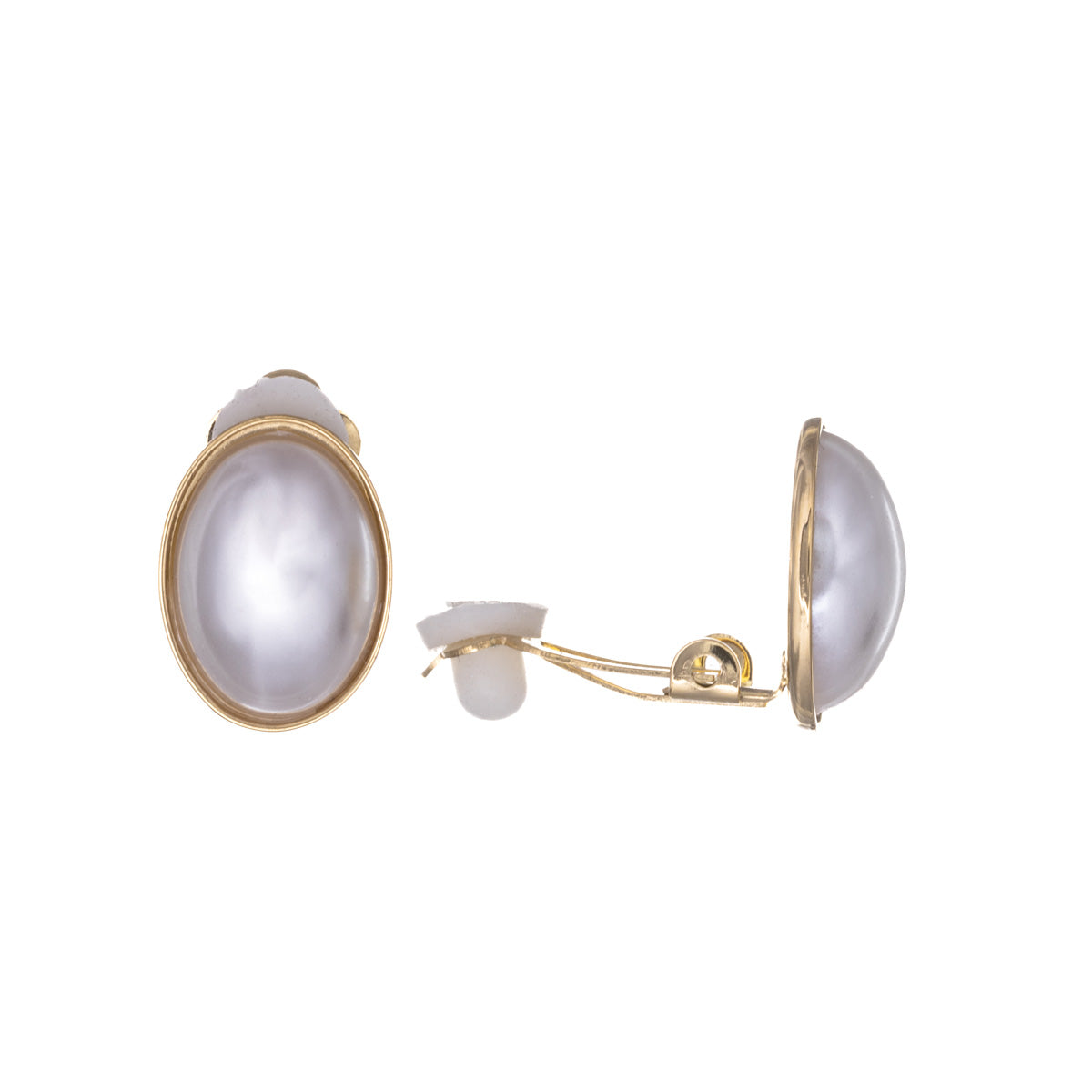 Oval shaped pearl clip earrings (Steel 316L)