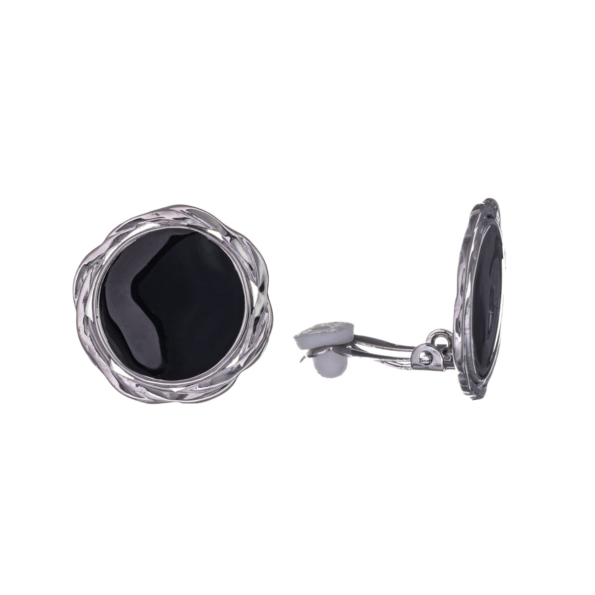 Steel round textured clip-on earrings (Steel 316L)