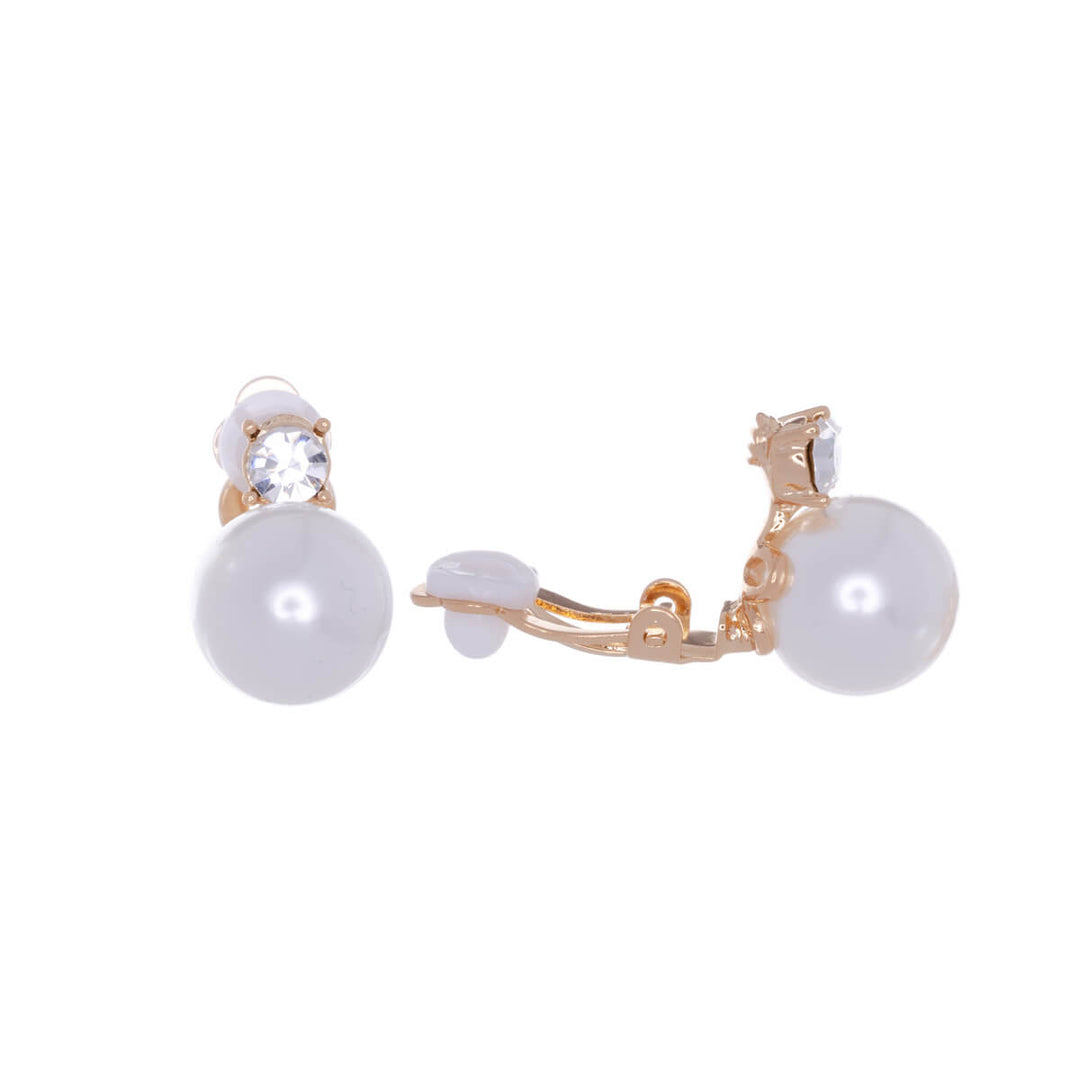 Rhinestone and pearl Clip-on earrings 12mm