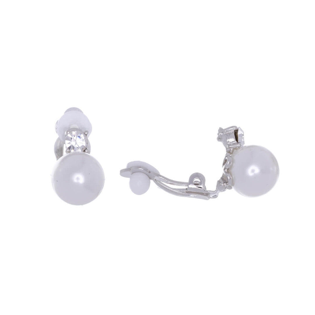 Rhinestone and pearl Clip-on earrings 10mm