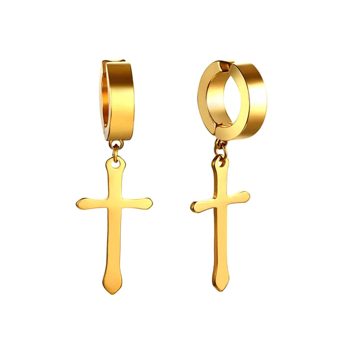 Hanging cross earring Clip-on earrings (Steel 316L)