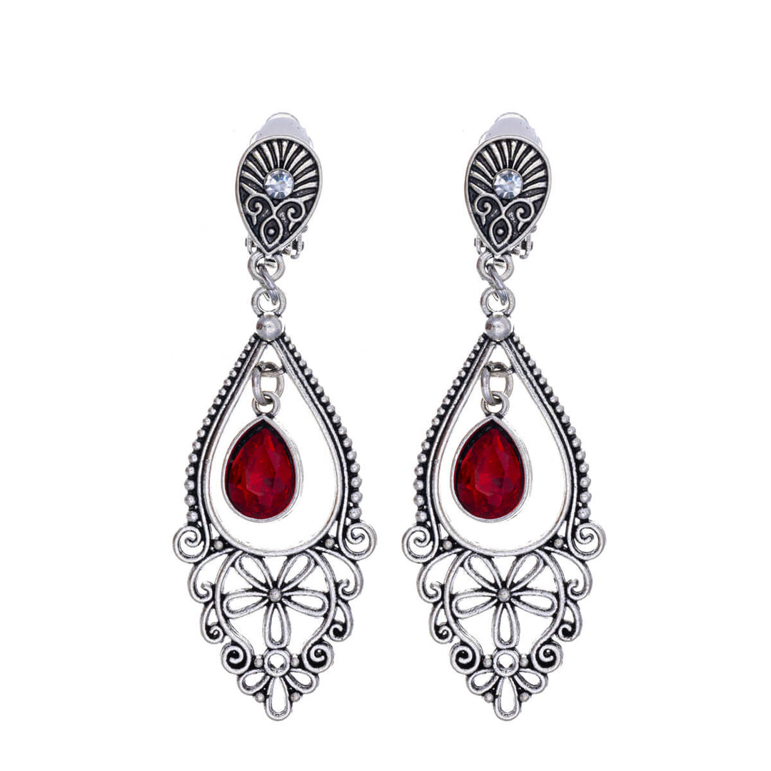 Hanging decorative Clip-on earrings glass stones