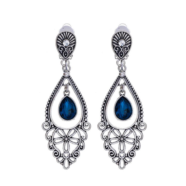 Hanging decorative Clip-on earrings glass stones