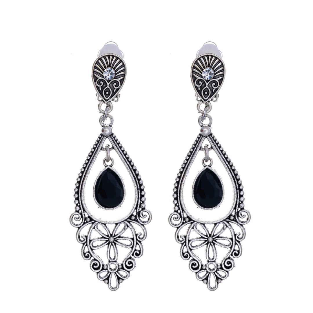 Hanging decorative Clip-on earrings glass stones