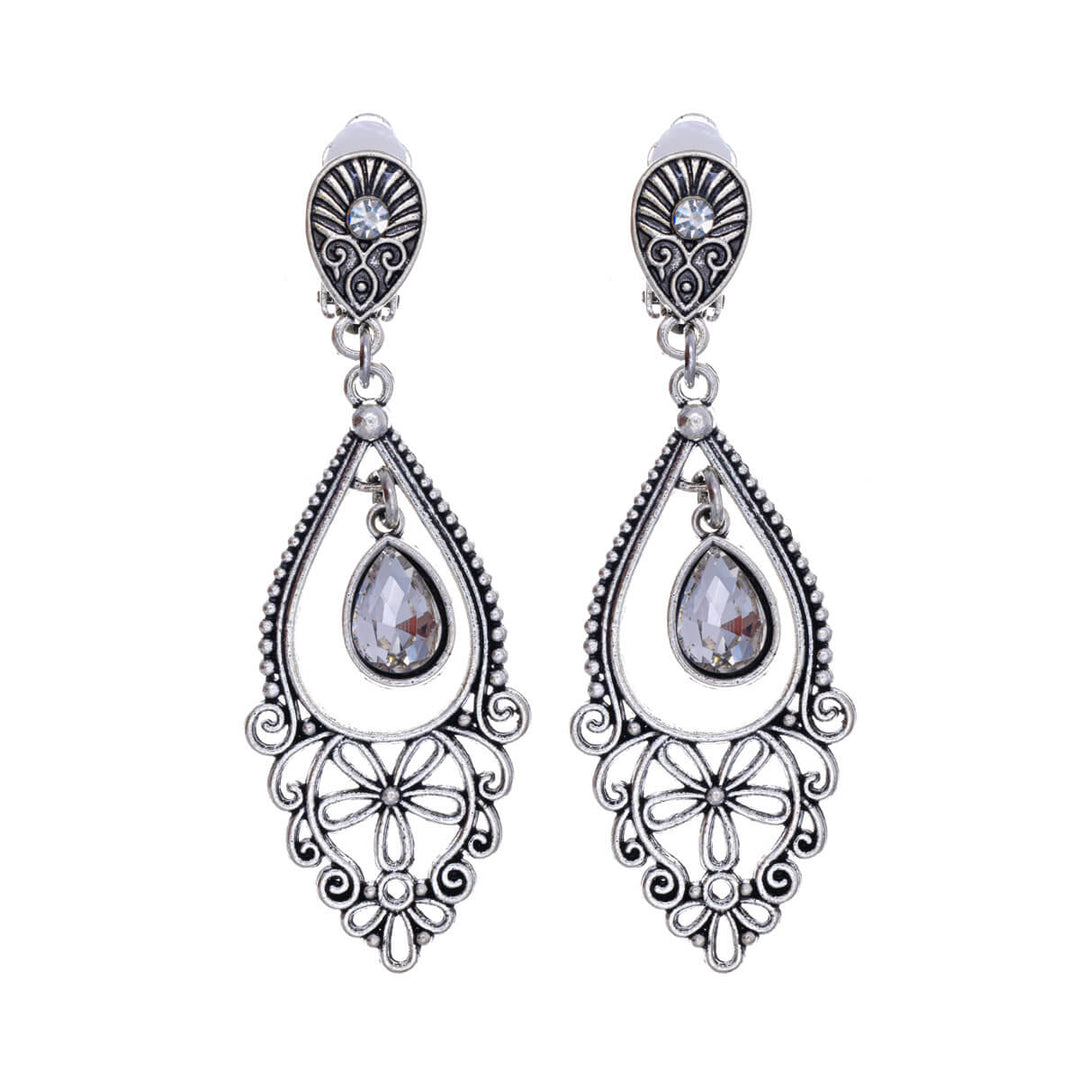 Hanging decorative Clip-on earrings glass stones