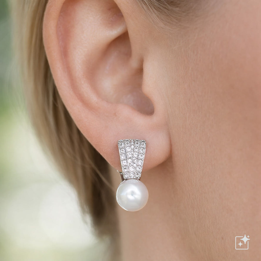 Zirconia arch bead Clip-on earrings