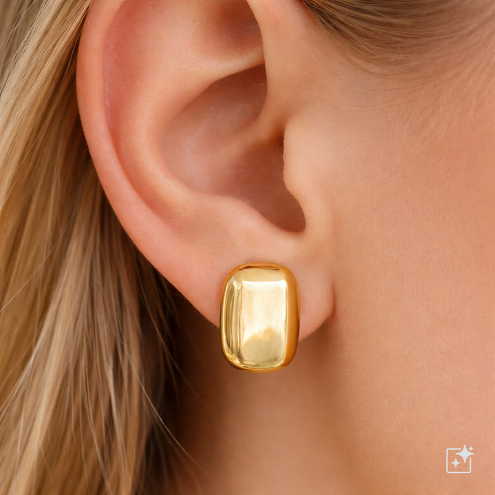Mirroring rectangular clip-on earrings