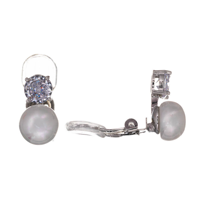 Round zirconia bead Clip-on earrings