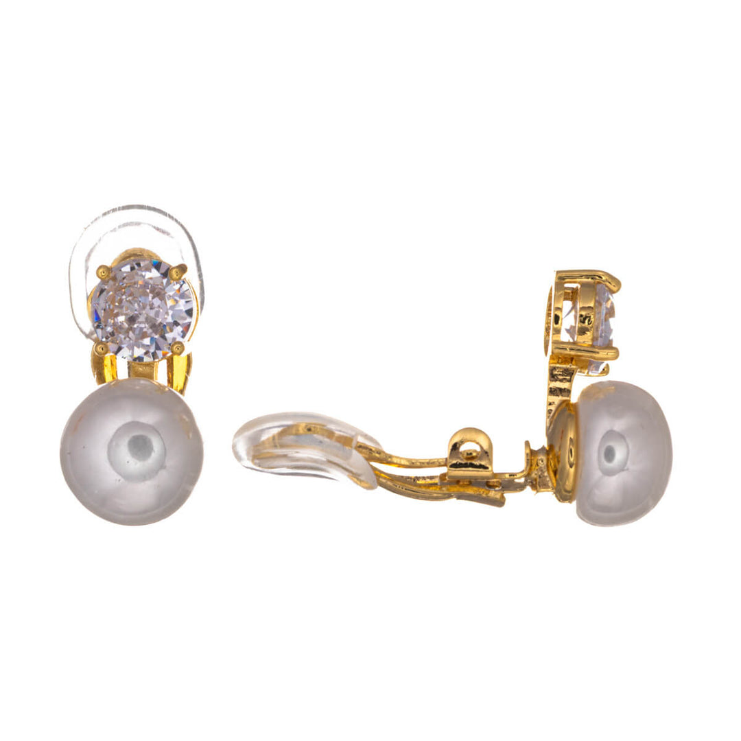 Round zirconia bead Clip-on earrings