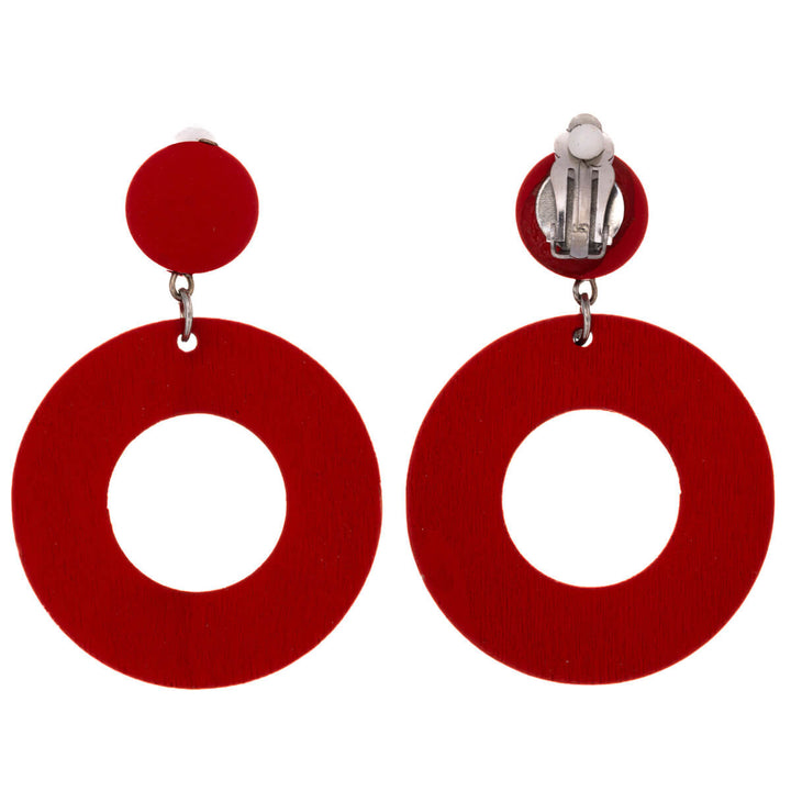 Runda örhängen med träklämma (stål 316L)