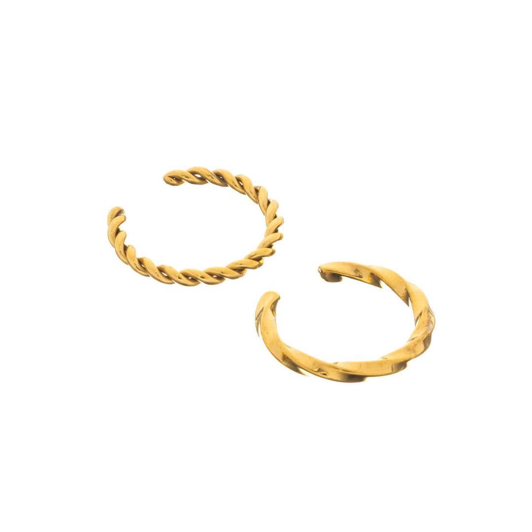 Textured ring ear cuff with cartilage tube 2pcs (Steel 316L)