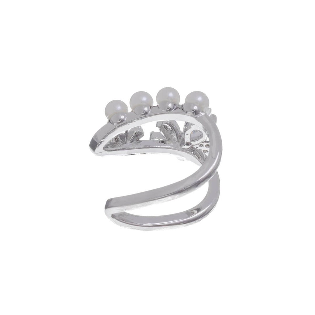 Rustikt halsband i zirkoniumoxid med blommor, dekorerat med pärlor, örhängen