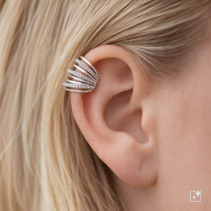 Wide zirconia stone ear cuff
