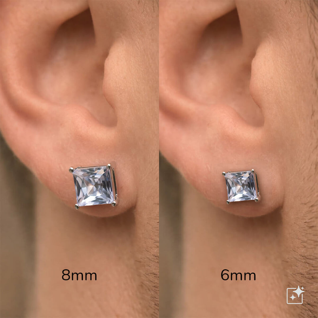 Zirconia square magnet earrings 6mm (Steel 316L)