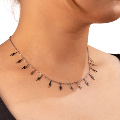 Steel lightning bolt necklace 40cm (steel 316L)