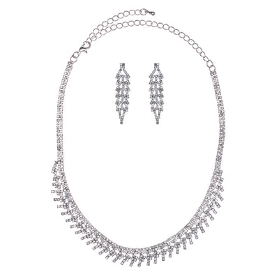 Rhinestone festive necklace + earrings