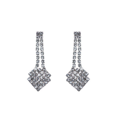 V-shaped rhinestone festive necklace + earrings