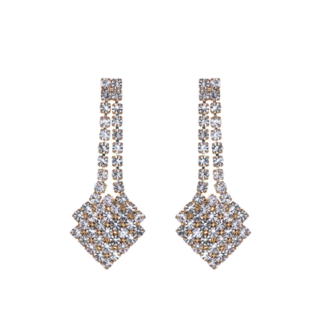 V-shaped rhinestone festive necklace + earrings