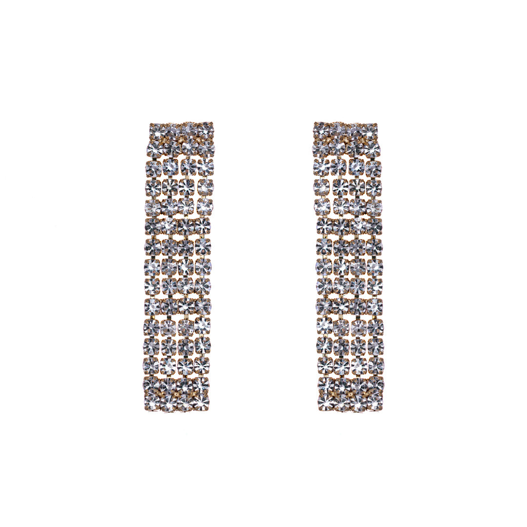 V-shaped rhinestone festive necklace + earrings