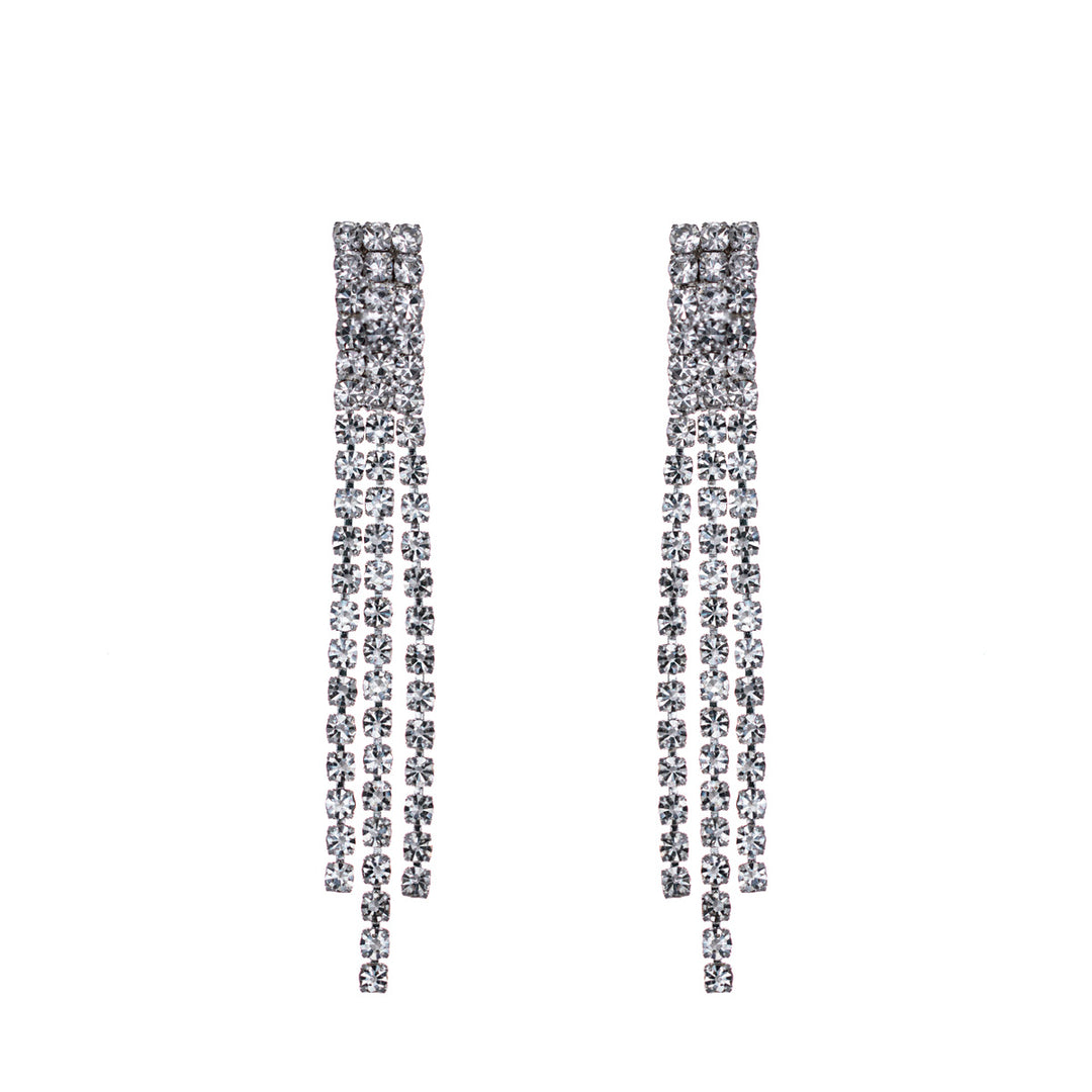 V-shaped rhinestone festive necklace + earrings