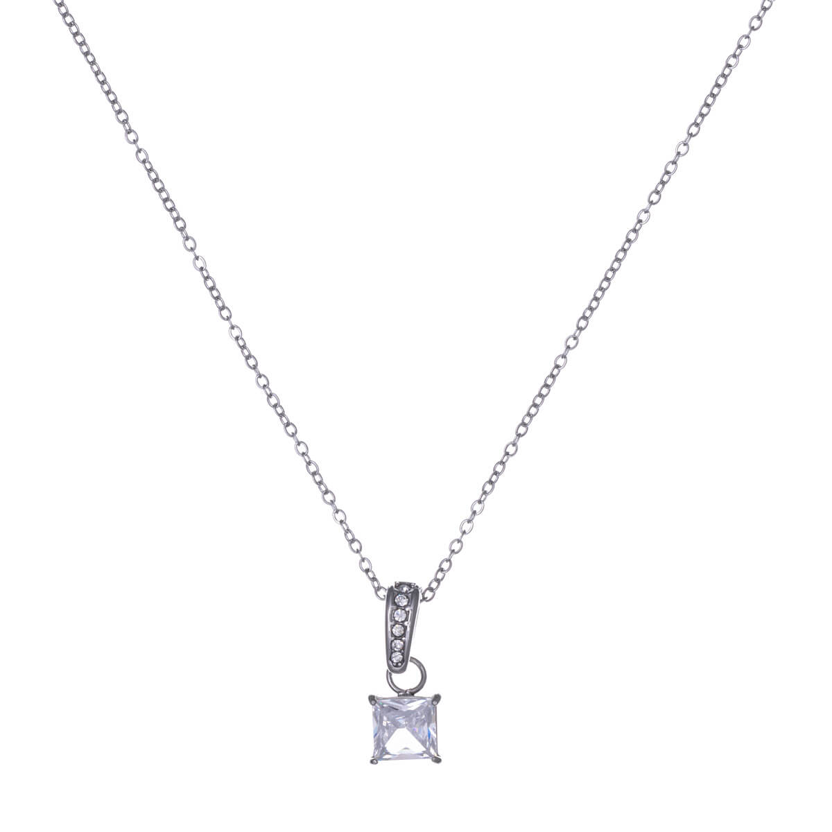 Stone square pendant necklace 39cm +4cm (Steel 316L)