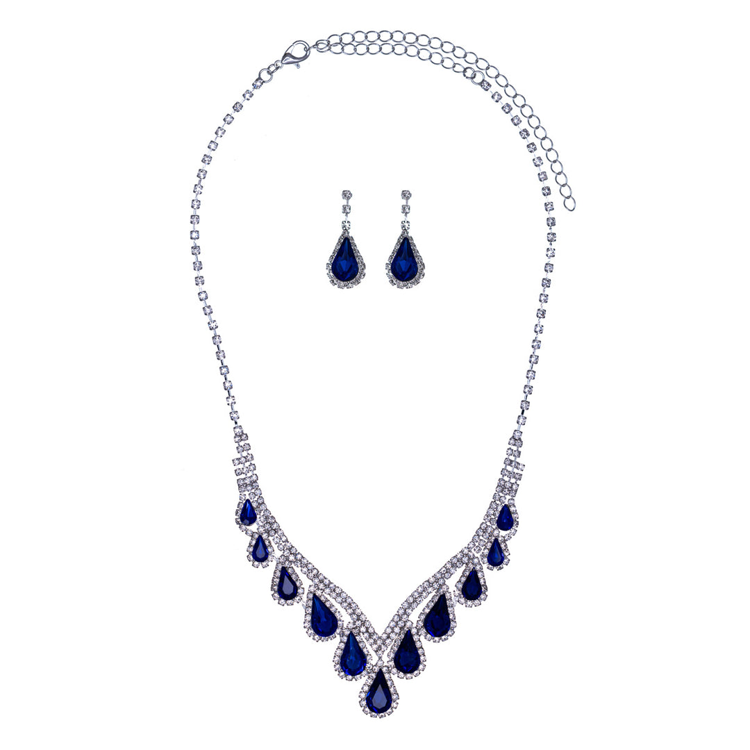 Two-coloured teardrop party necklace + earrings