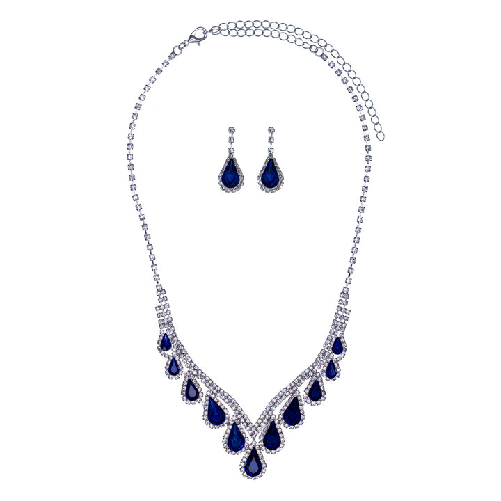 Two-coloured teardrop party necklace + earrings