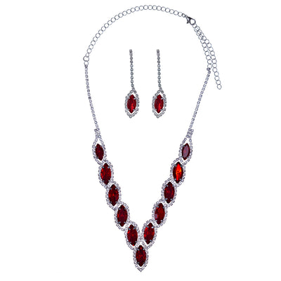 Two-coloured oval necklace + earrings