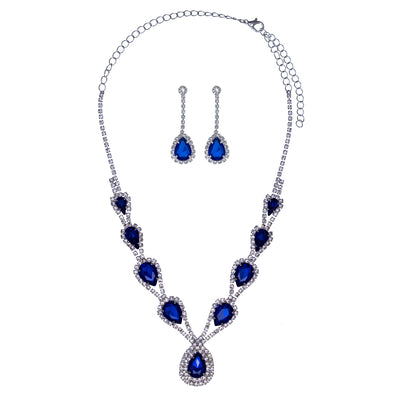 Two-coloured teardrops party necklace + earrings