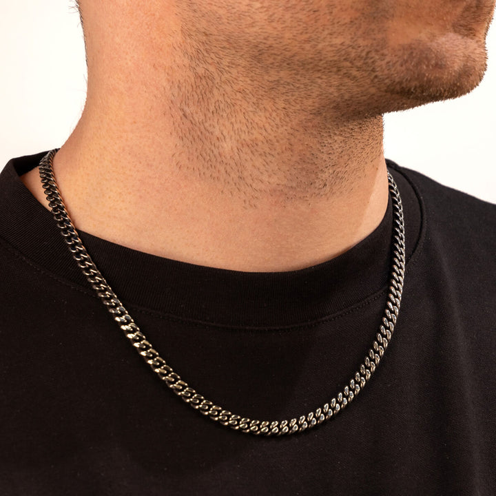 Armour chain halsband i mörkt stål 6mm 55cm