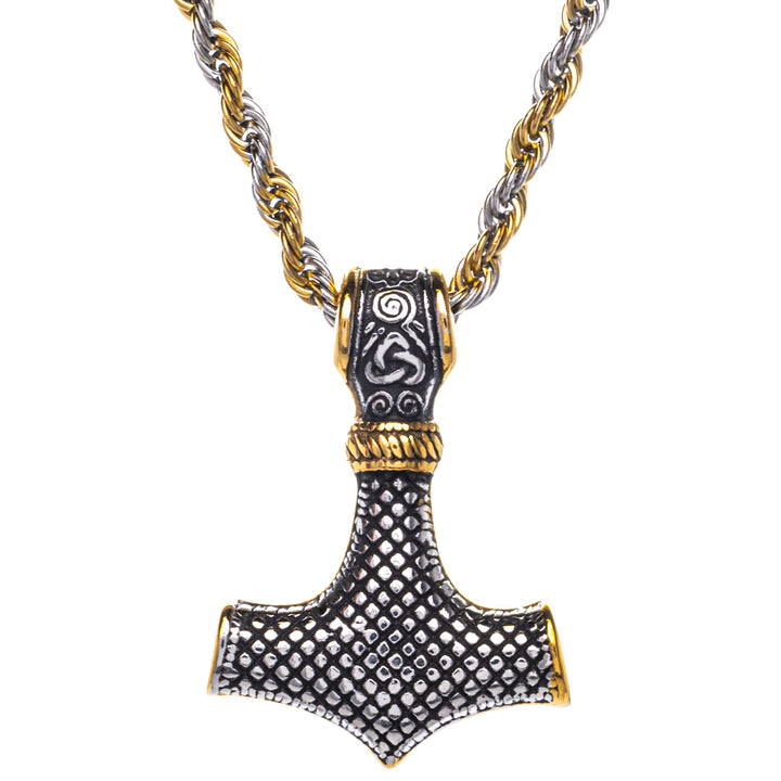 King's two-tone Mjölnir Thor's hammer pendant necklace (Steel 316L)