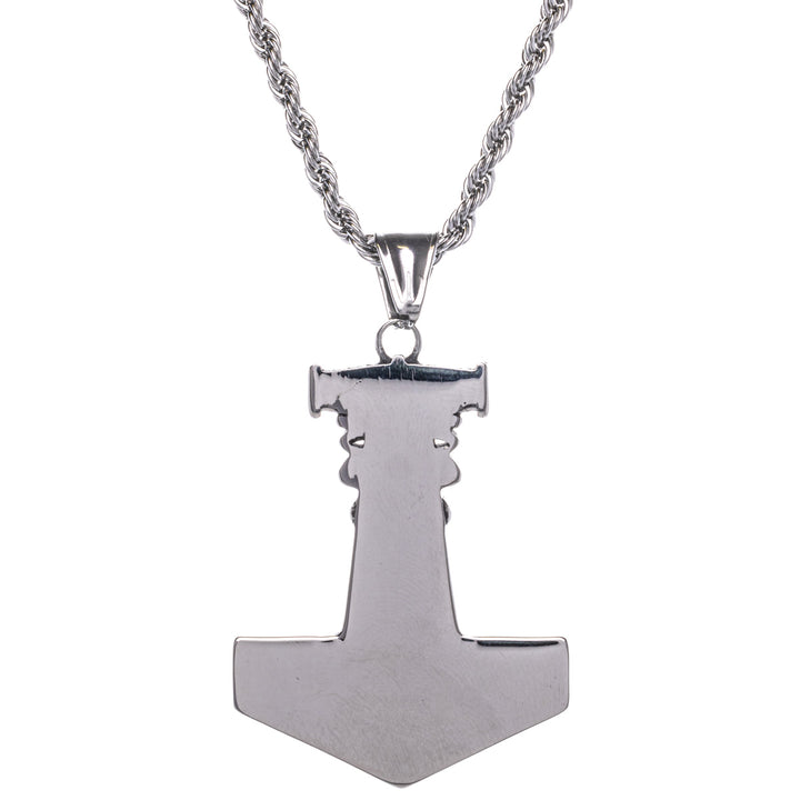 Chain decorated Mjölnir Thor's hammer pendant necklace (Steel 316L)