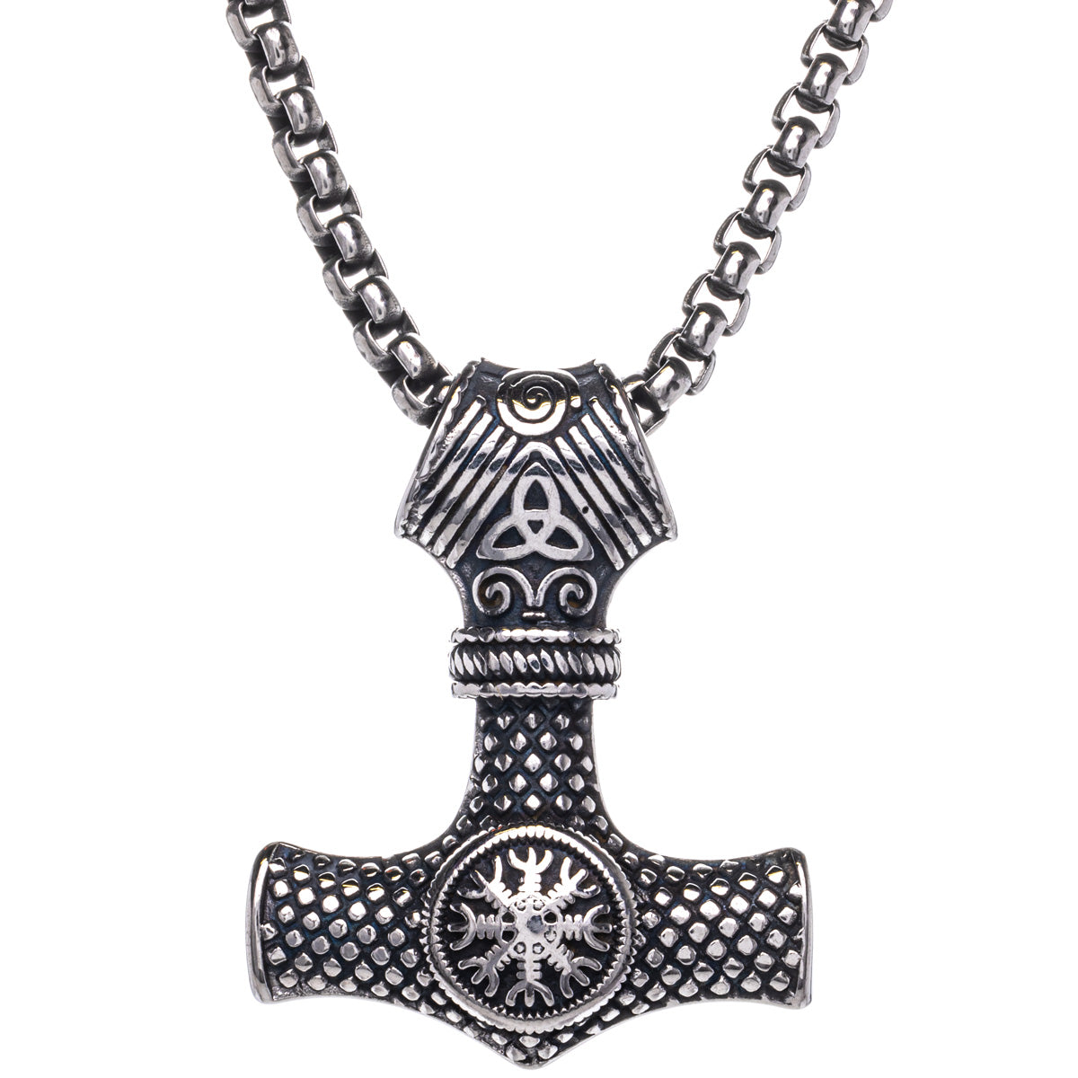 Thorin hammer Aegishjalmur pendant necklace (Steel 316L)
