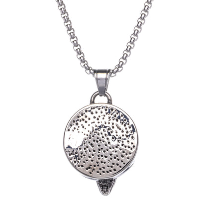 Round pendant necklace with snake decoration (Steel 316L)