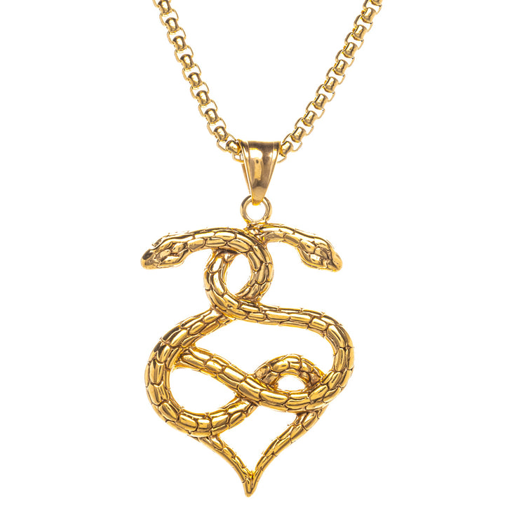 Gold Jormungand snake pendant necklace (Steel 316L)