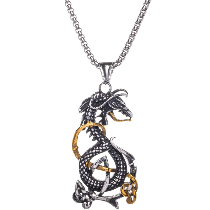 Two-tone Jormungand snake pendant necklace (Steel 316L)