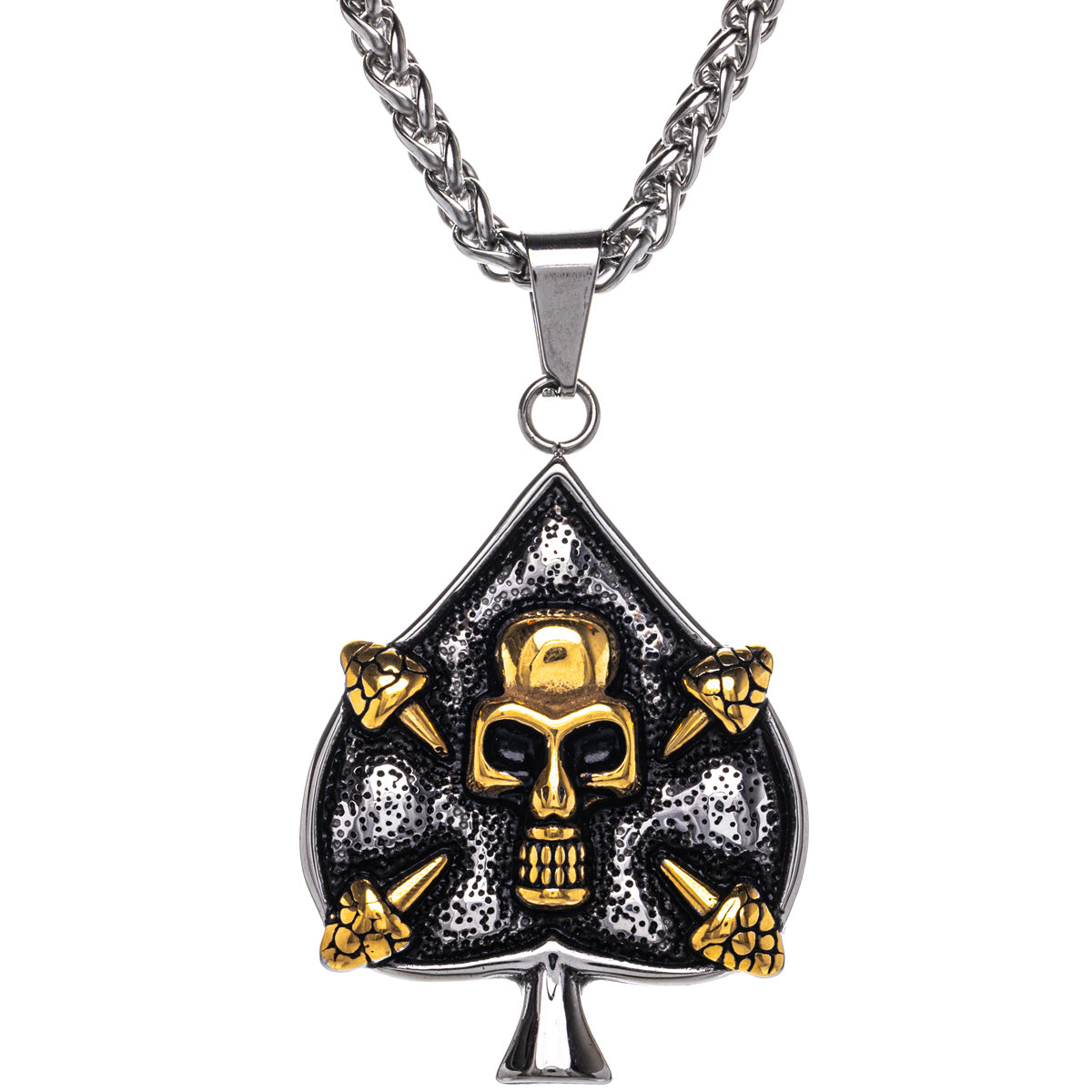 Ace of spades skull pendant necklace (Steel 316L)