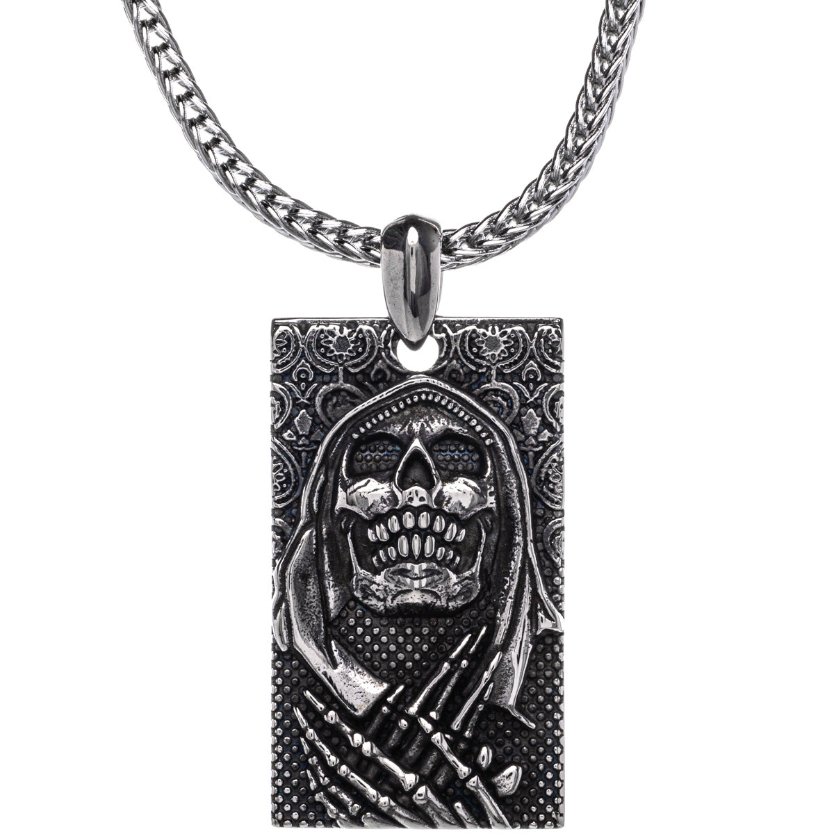 Praying skeleton pendant necklace (Steel 316L)