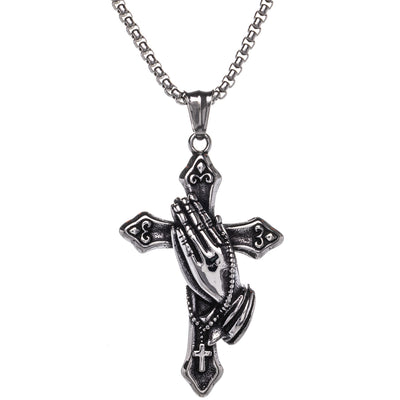 Prayer cross pendant necklace (Steel 316L)