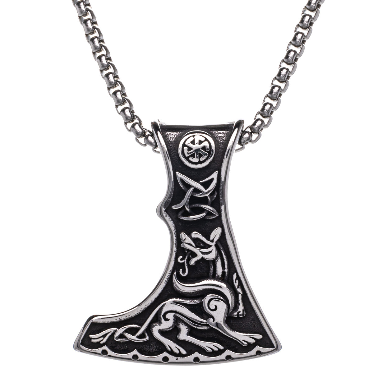 White Eagle-Fenrir axe pendant necklace (Steel 316L)