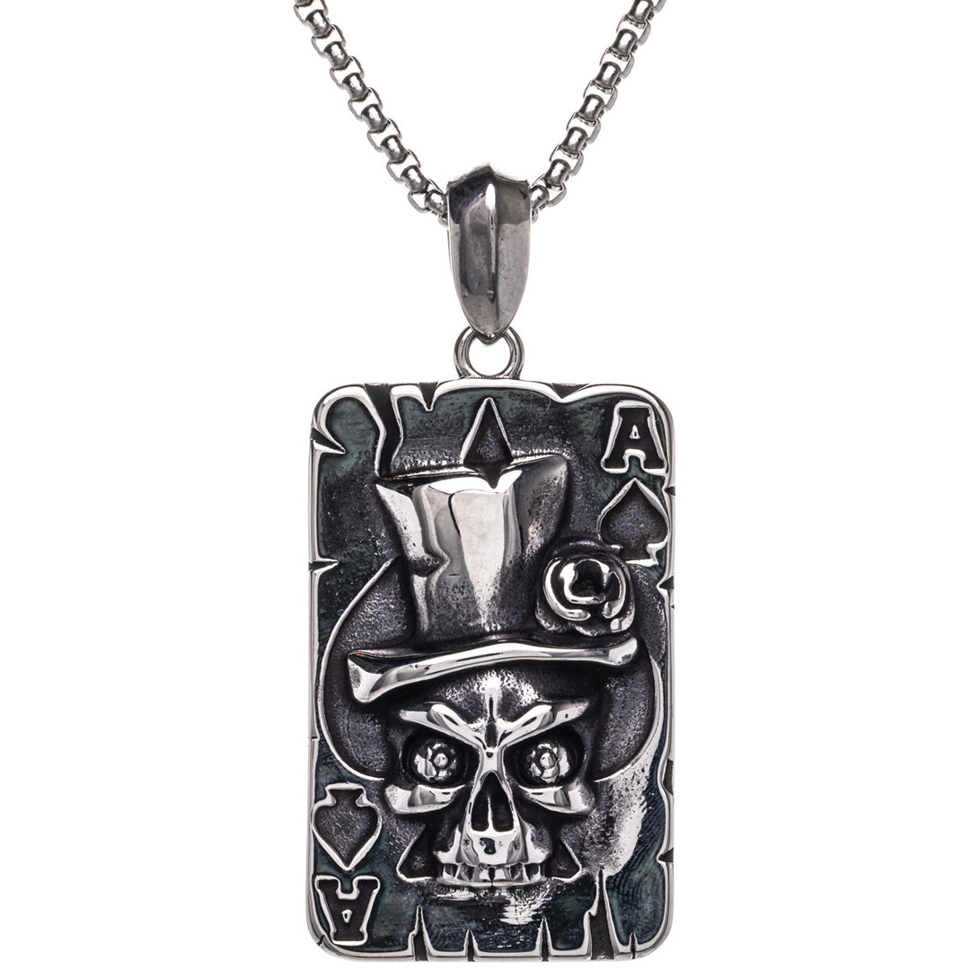 Rock spiritual ace of spades playing cards pendant necklace (Steel 316L)