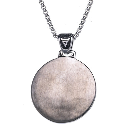 Round pendant with lion pendant (Steel 316L)