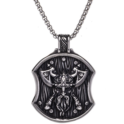 Berserker shield and axe pendant necklace (Steel 316L)